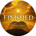IT IS FINISHED logo — open Bible at sunrise